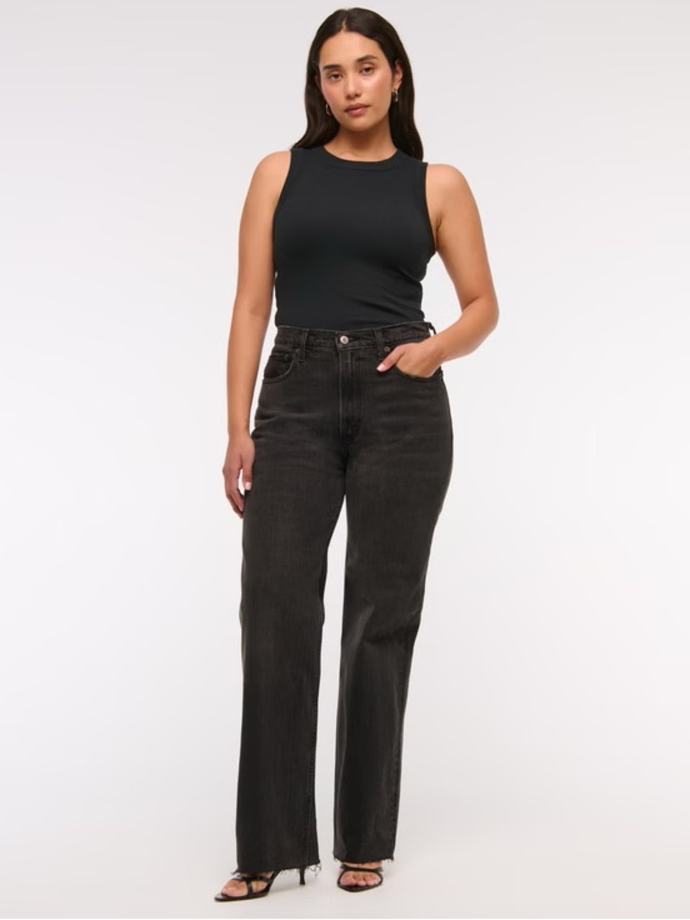 Abercrombie & Fitch High Rise 90s Relaxed Straight-Leg Jeans washed black size 0